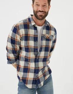 FatFace Indigo Grid Check Shirt Navy Outlet