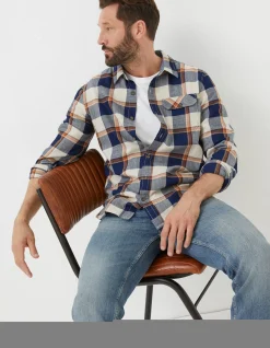 FatFace Indigo Grid Check Shirt Navy Outlet