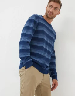 FatFace Indigo Stripe Crew Neck Sweatshirt Indigo Blue Online