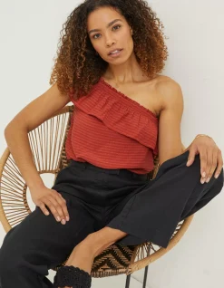 FatFace Ives Wide Leg Linen Trousers Black Clearance