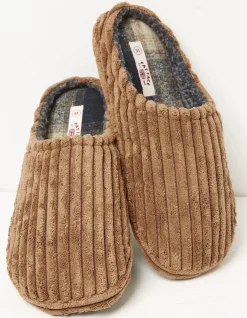 FatFace Jamieson Cord Mule Slippers Tan Clearance