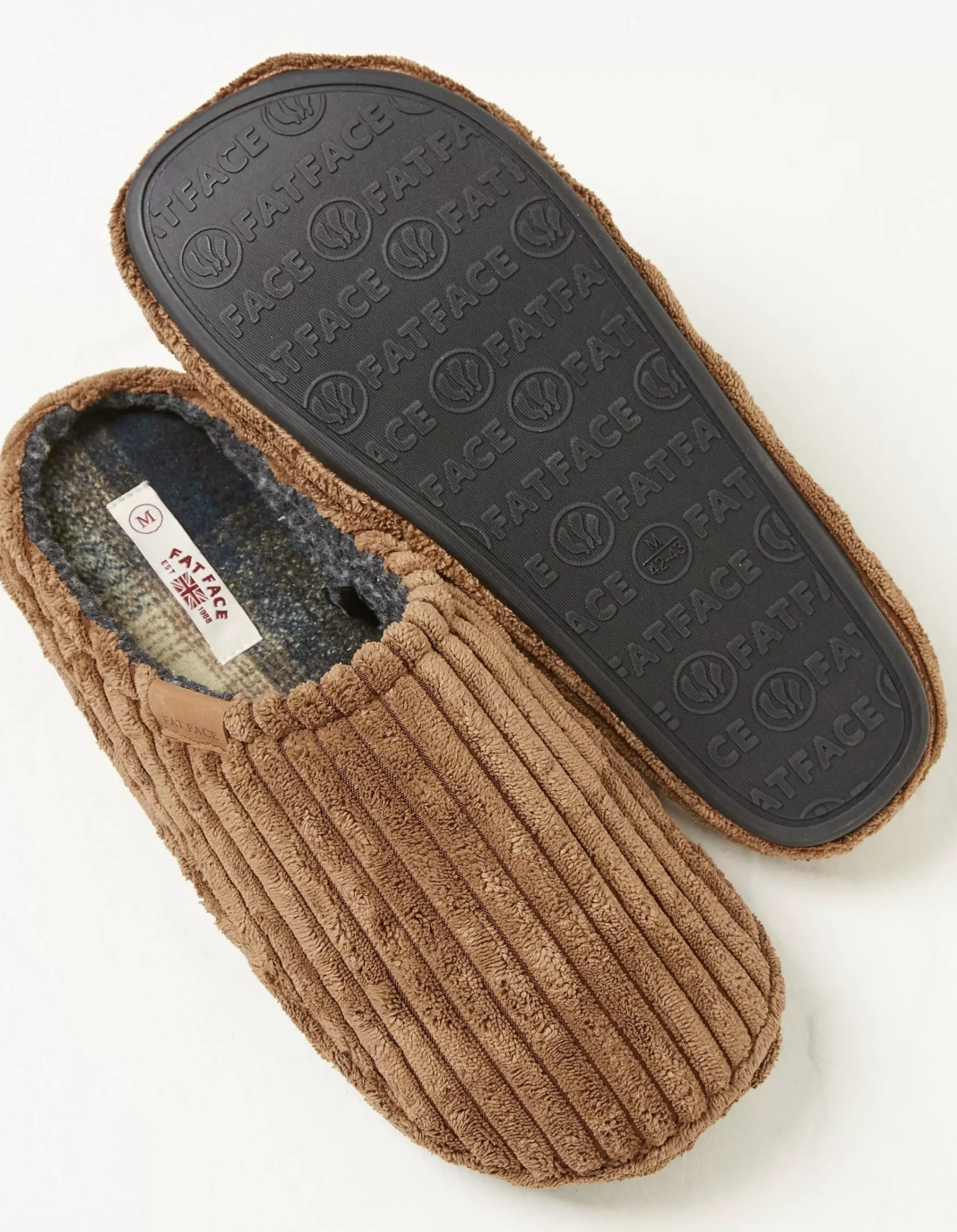 FatFace Jamieson Cord Mule Slippers Tan Clearance