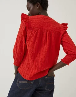 FatFace Jay Frill Blouse Bright Red Best