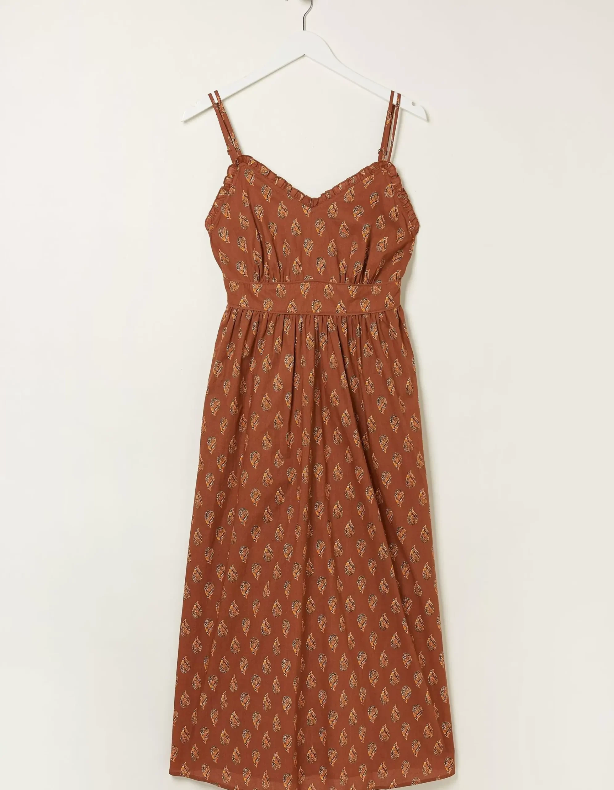FatFace Jayden Woodblock Midi Dress Tan Discount