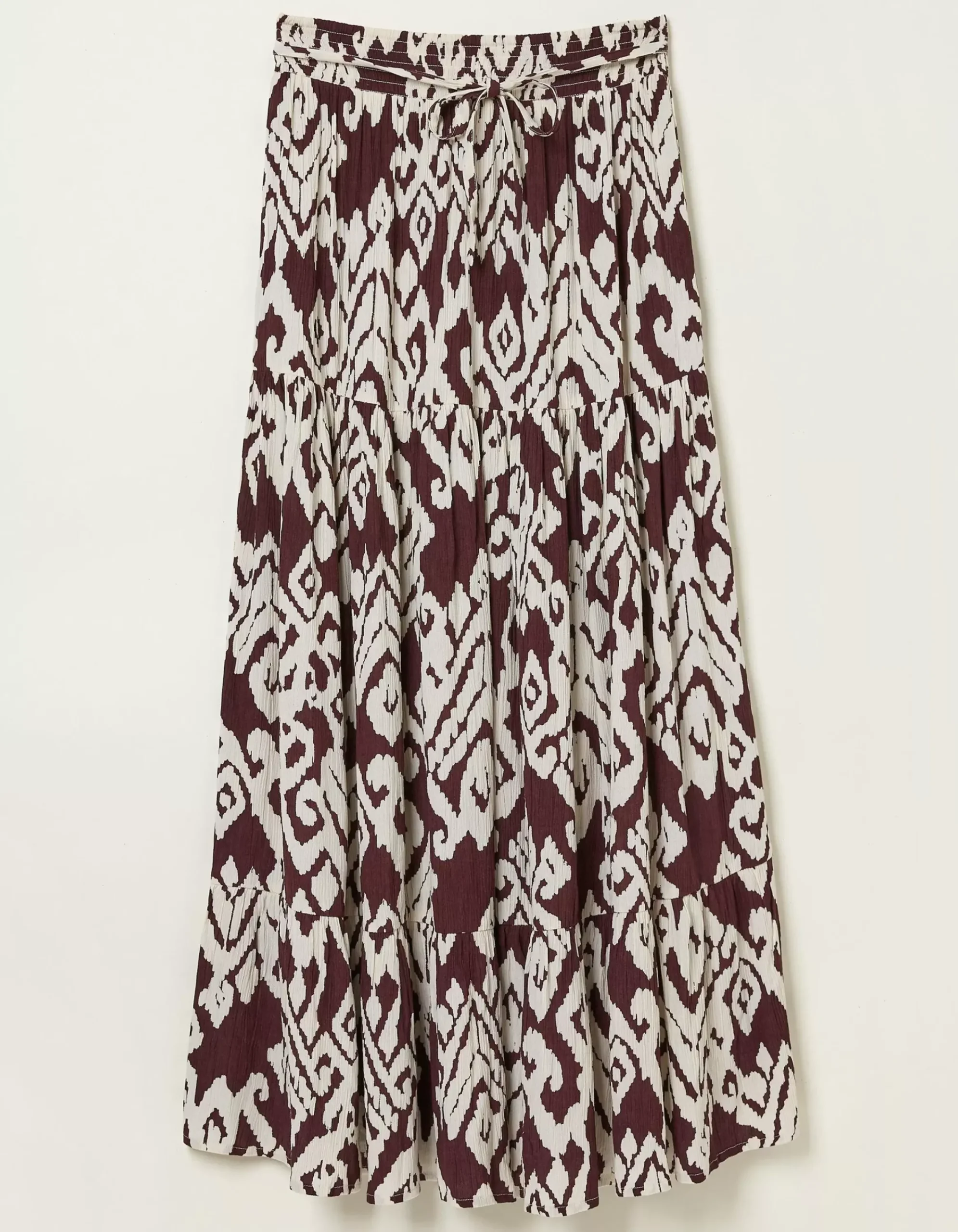 FatFace Jayla Bold Ikat Maxi Skirt Dark Brown Clearance