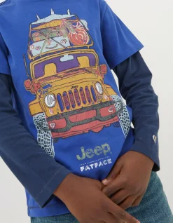 FatFace Jeep Graphic T-Shirt Cobalt Blue Discount