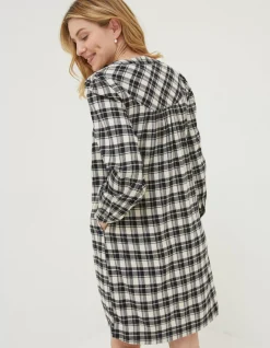 FatFace Jessie Check Smock Dress Ivory Sale