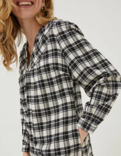 FatFace Jessie Check Smock Dress Ivory Sale