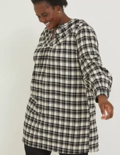 FatFace Jessie Check Smock Dress Ivory Sale