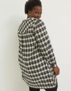 FatFace Jessie Check Smock Dress Ivory Sale
