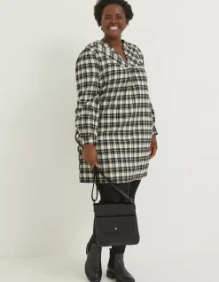 FatFace Jessie Check Smock Dress Ivory Sale