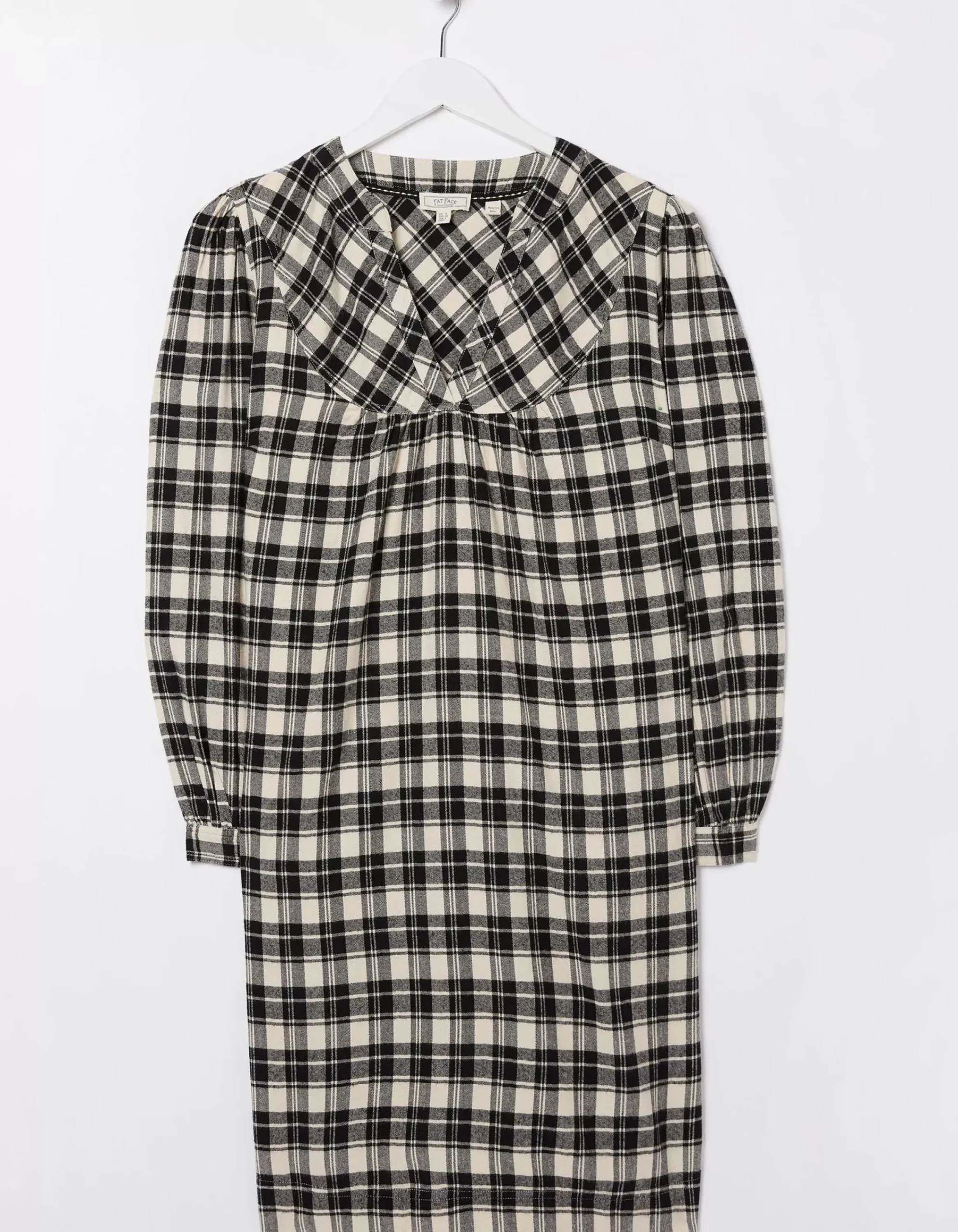 FatFace Jessie Check Smock Dress Ivory Sale