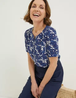 FatFace Jodie Geo Batik Blouse Navy Online