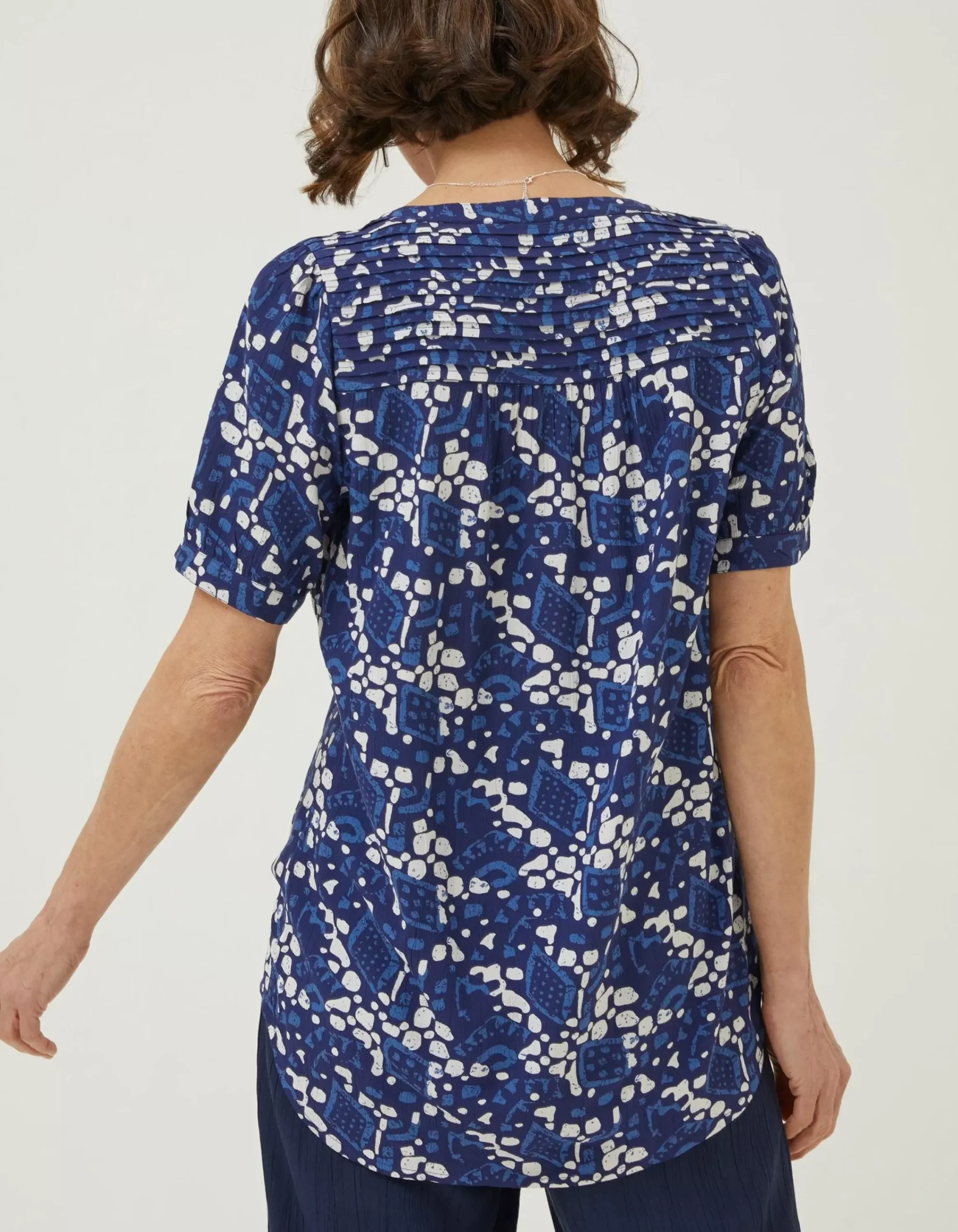 FatFace Jodie Geo Batik Blouse Navy Online