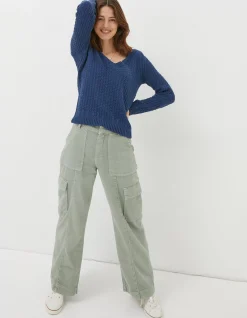 FatFace Josie V Neck Jumper Navy Online