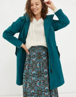 FatFace Juno Waterproof Long Coat Dark Teal Discount