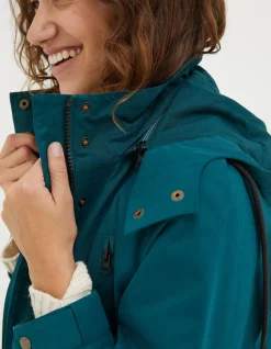 FatFace Juno Waterproof Long Coat Dark Teal Discount
