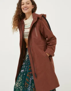 FatFace Juno Waterproof Long Coat Brown Sale