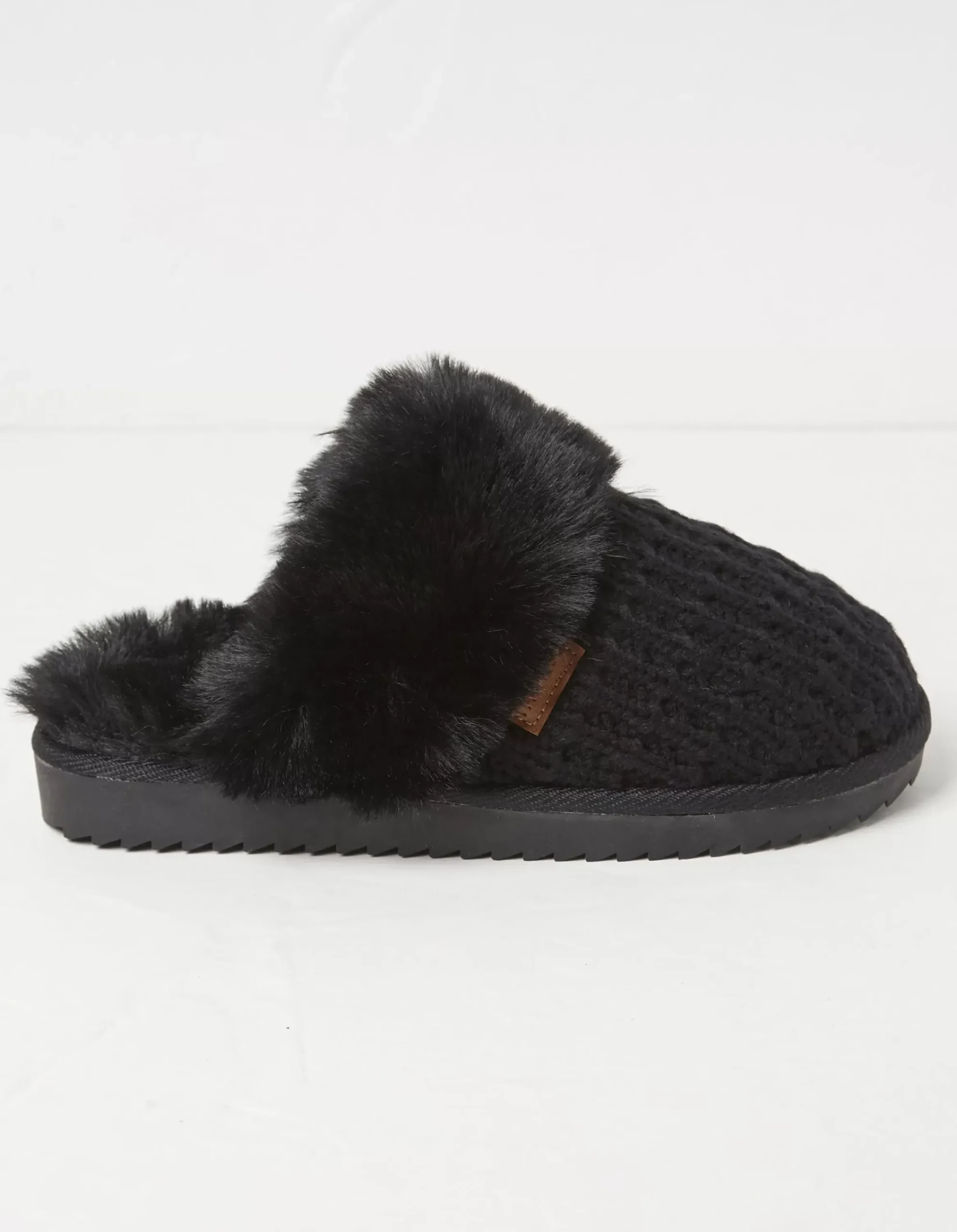FatFace Kaia Knitted Mule Slippers Black Discount
