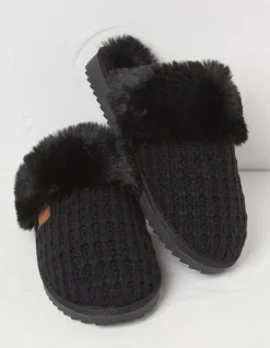 FatFace Kaia Knitted Mule Slippers Black Discount