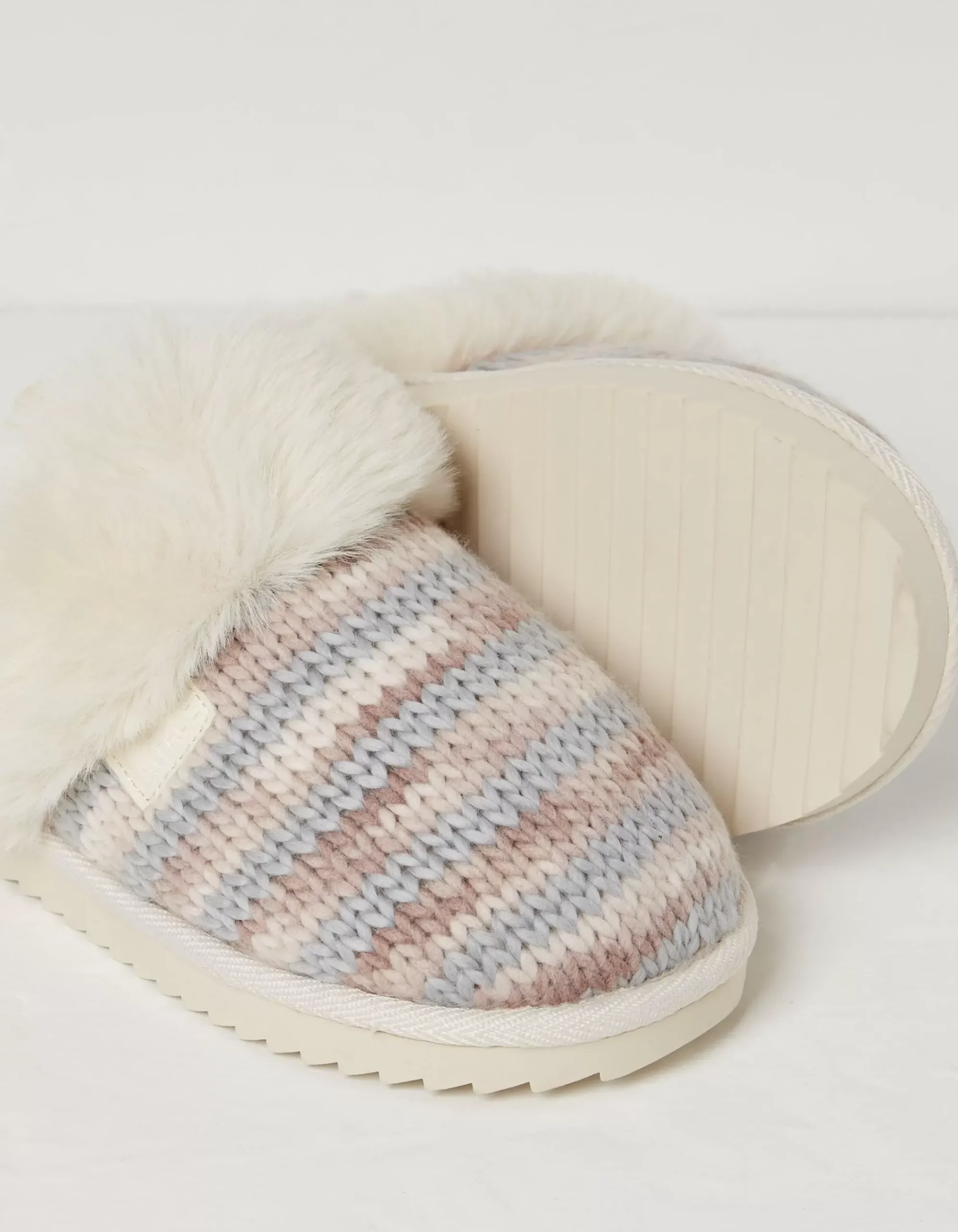 FatFace Kaia Knitted Mule Slippers Ivory Outlet