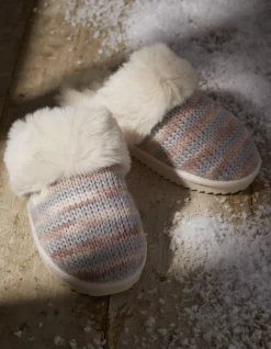 FatFace Kaia Knitted Mule Slippers Ivory Outlet