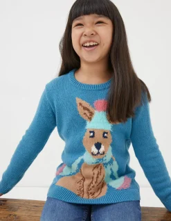 FatFace Kara Kangaroo Jumper Teal Green Discount