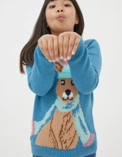 FatFace Kara Kangaroo Jumper Teal Green Discount