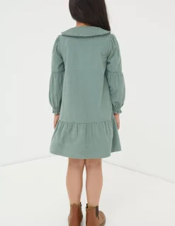 FatFace Katy Collared Cord Dress Sage Green Best
