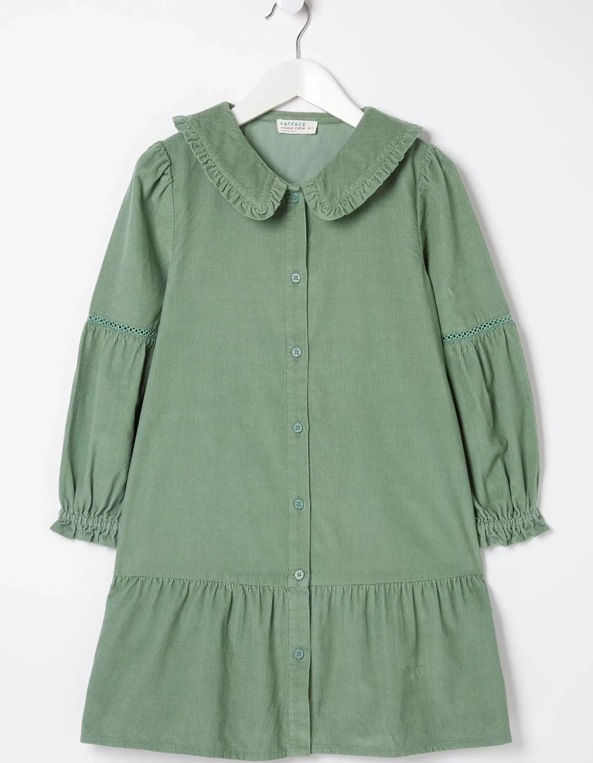 FatFace Katy Collared Cord Dress Sage Green Best