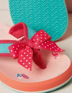 FatFace Kids Conversational Flip Flops Coral