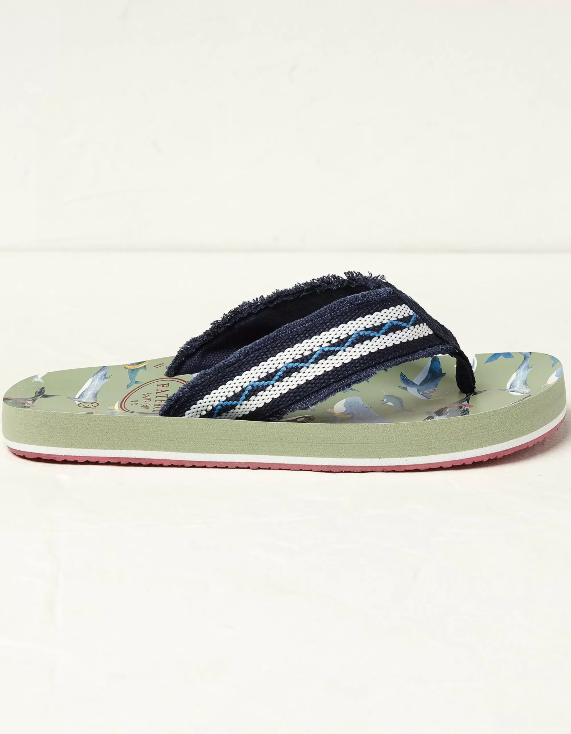 FatFace Kids Whale Flip Flops Green Clearance