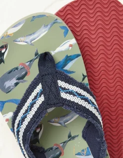 FatFace Kids Whale Flip Flops Green Clearance