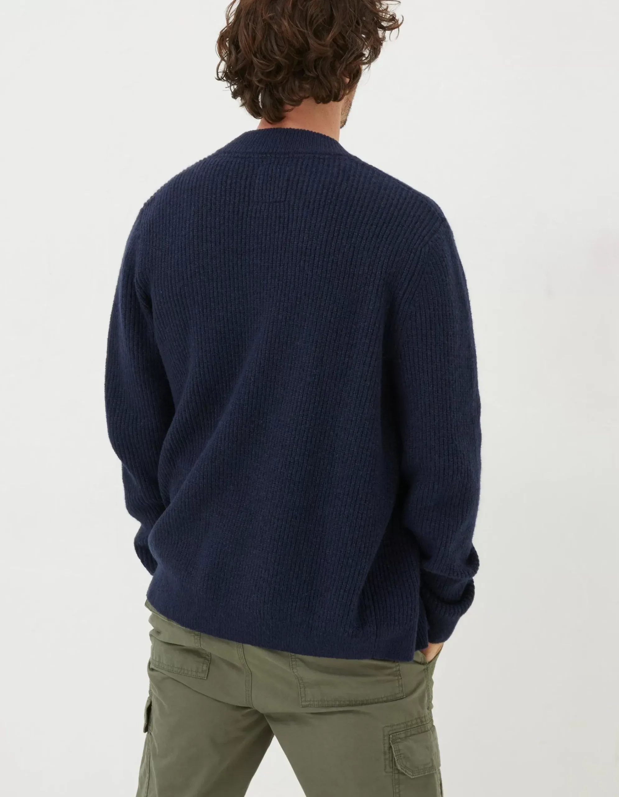 FatFace Knitted Bomber Cardigan Navy Outlet