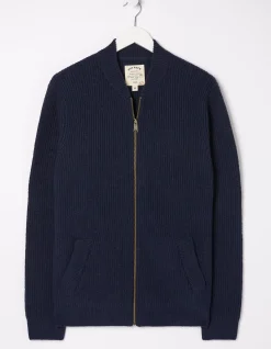 FatFace Knitted Bomber Cardigan Navy Outlet