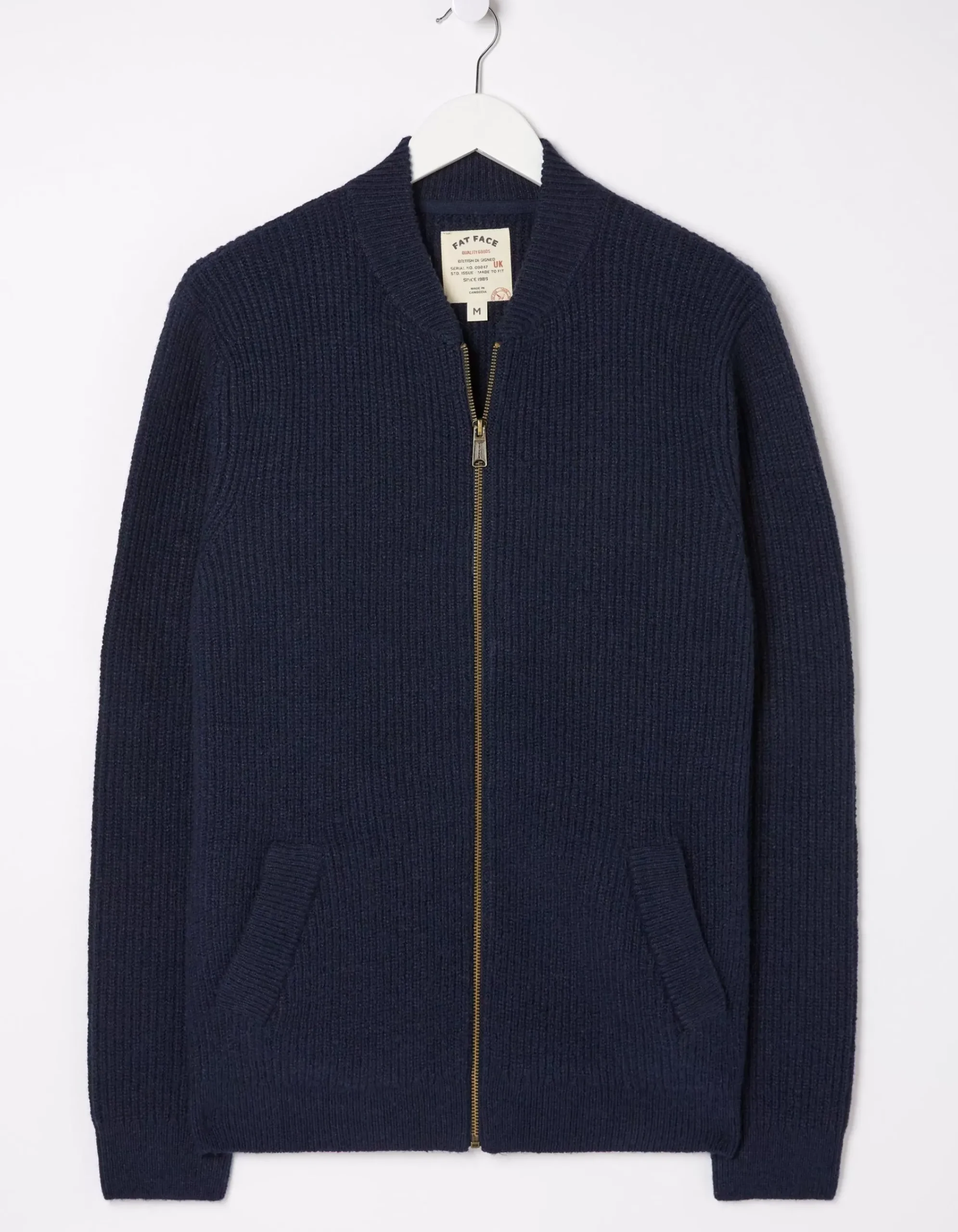 FatFace Knitted Bomber Cardigan Navy Outlet