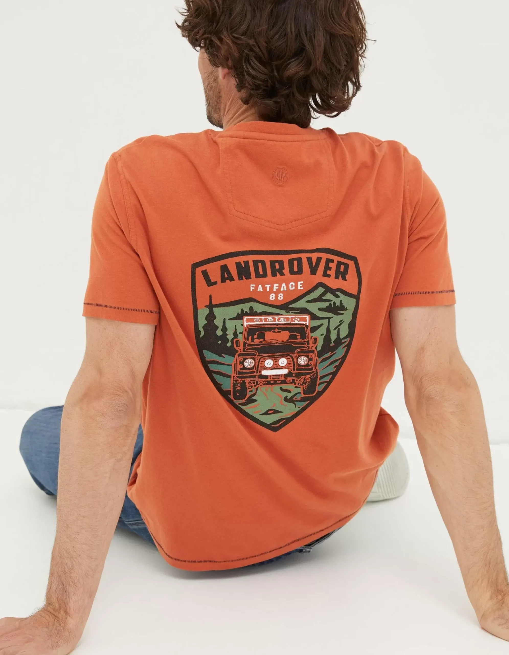 FatFace Land Rover Badge T-Shirt Dark Orange Sale