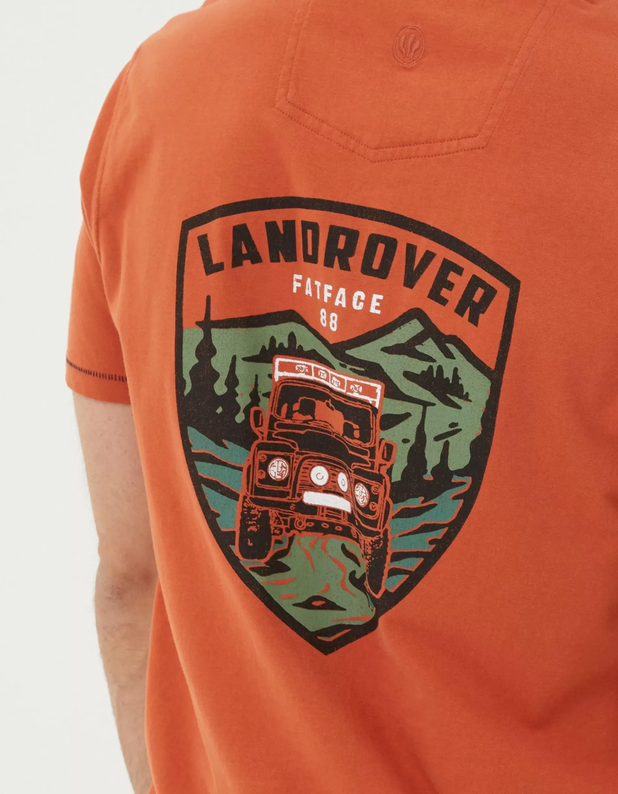 FatFace Land Rover Badge T-Shirt Dark Orange Sale