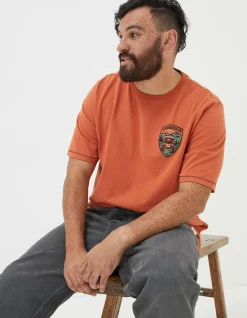 FatFace Land Rover Badge T-Shirt Dark Orange Sale