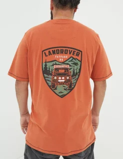 FatFace Land Rover Badge T-Shirt Dark Orange Sale