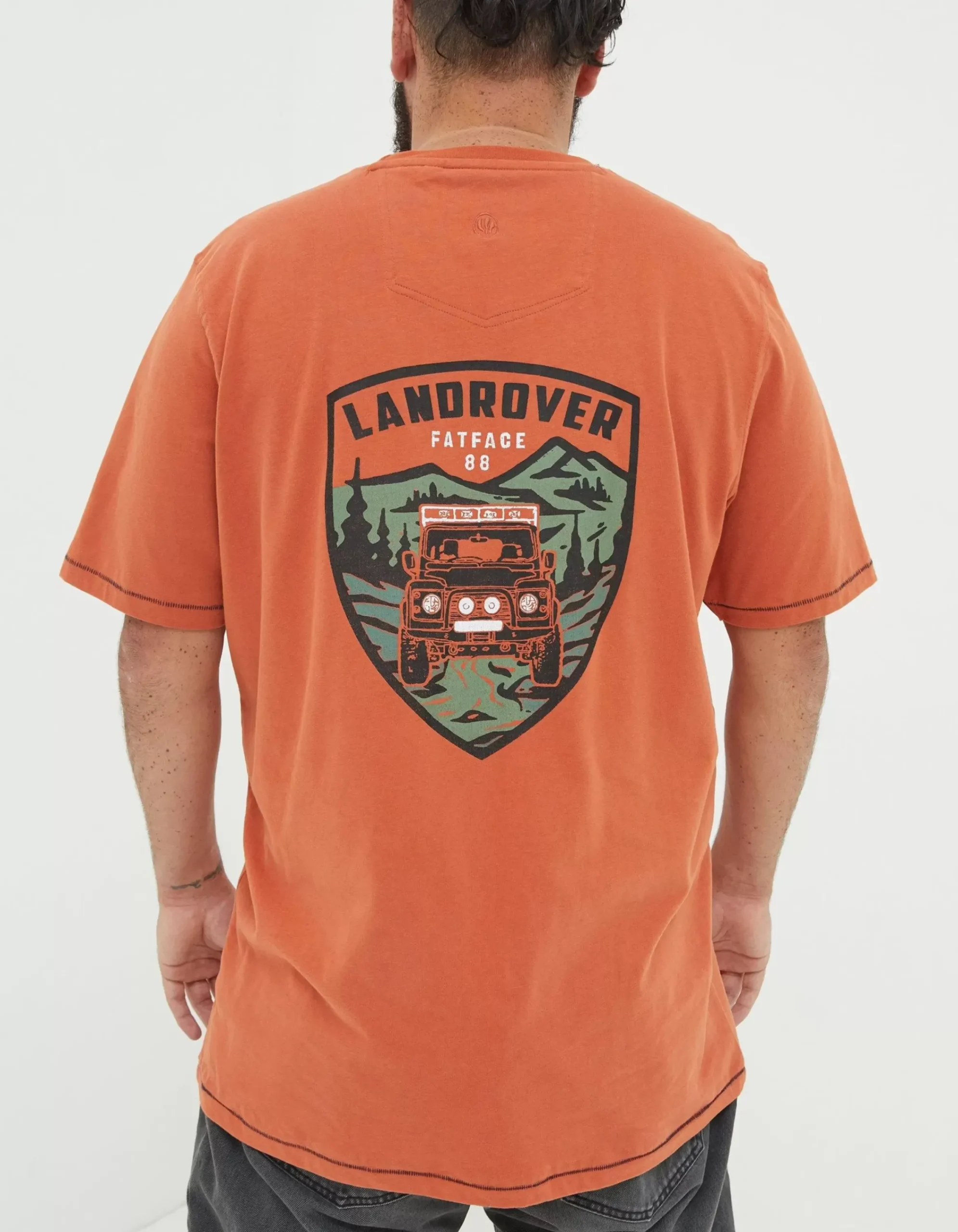 FatFace Land Rover Badge T-Shirt Dark Orange Sale