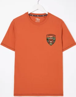 FatFace Land Rover Badge T-Shirt Dark Orange Sale