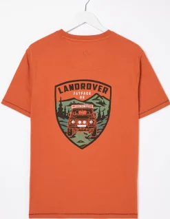 FatFace Land Rover Badge T-Shirt Dark Orange Sale