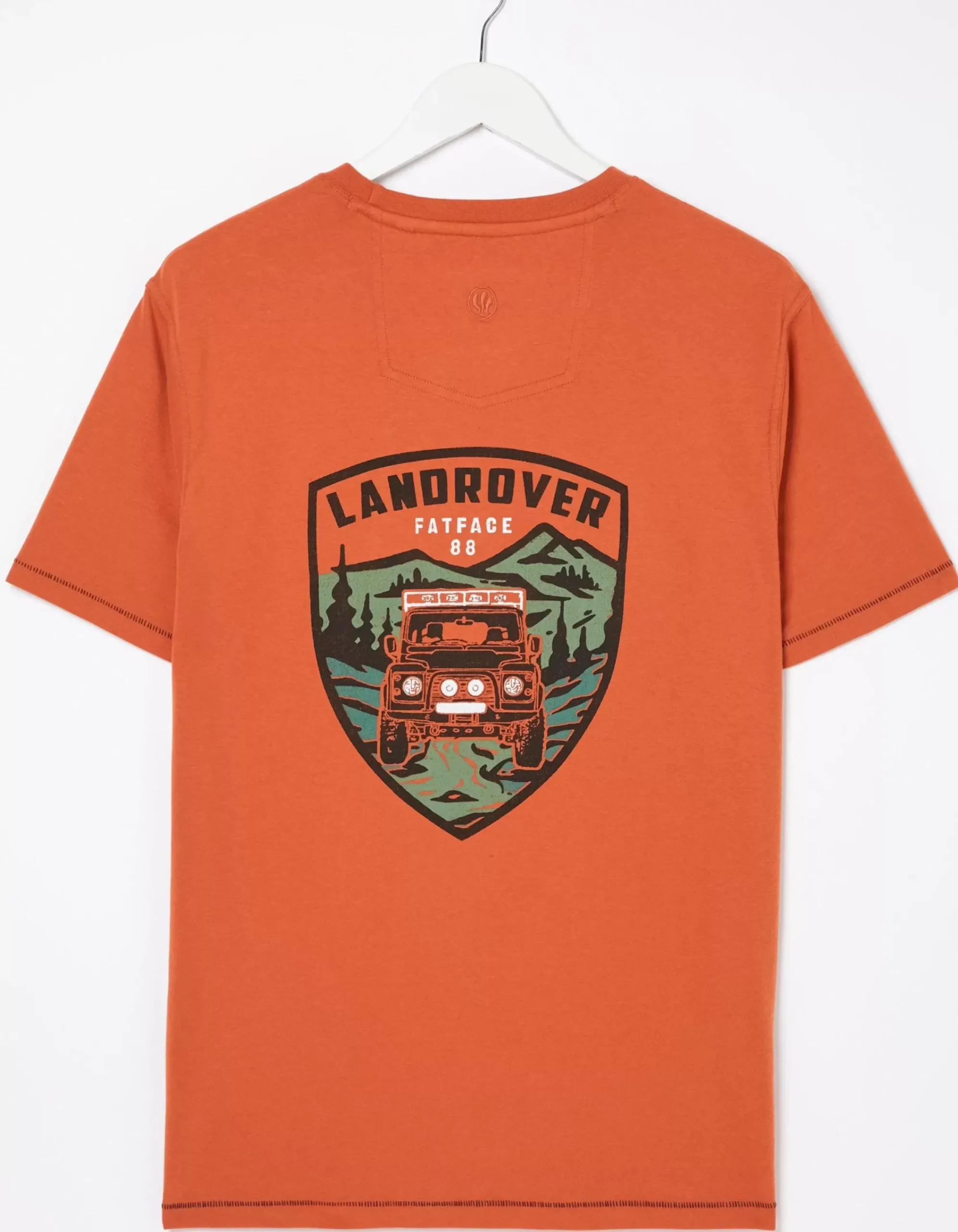 FatFace Land Rover Badge T-Shirt Dark Orange Sale