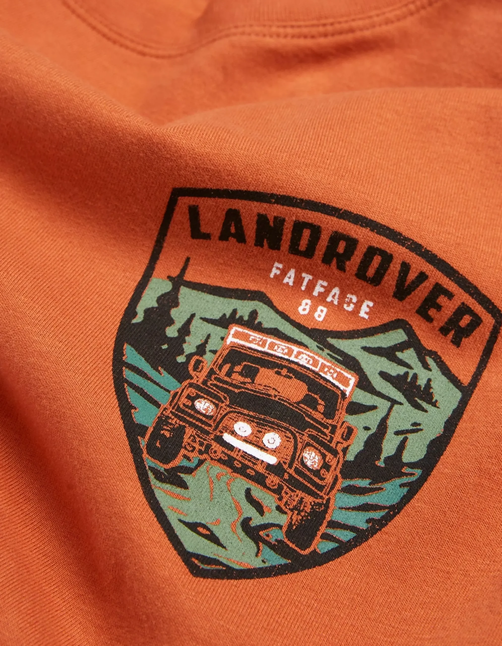 FatFace Land Rover Badge T-Shirt Dark Orange Sale