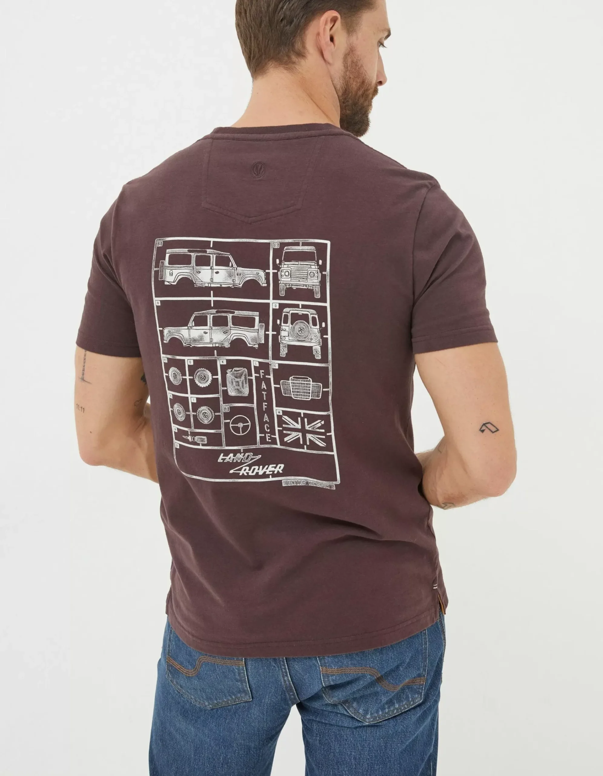 FatFace Land Rover Deconstructed T-Shirt Plum Best