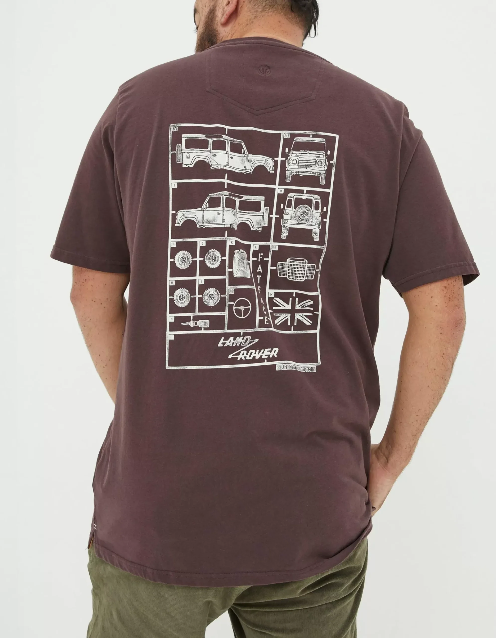 FatFace Land Rover Deconstructed T-Shirt Plum Best