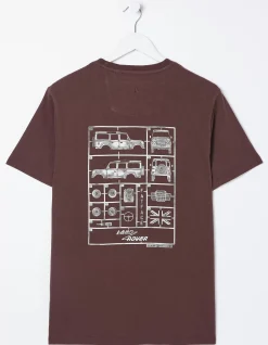 FatFace Land Rover Deconstructed T-Shirt Plum Best