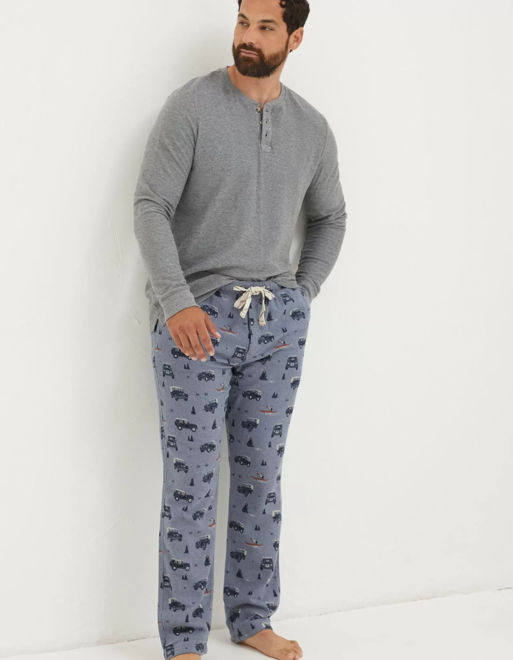 FatFace Land Rover Pyjama Bottoms Chambray Blue New