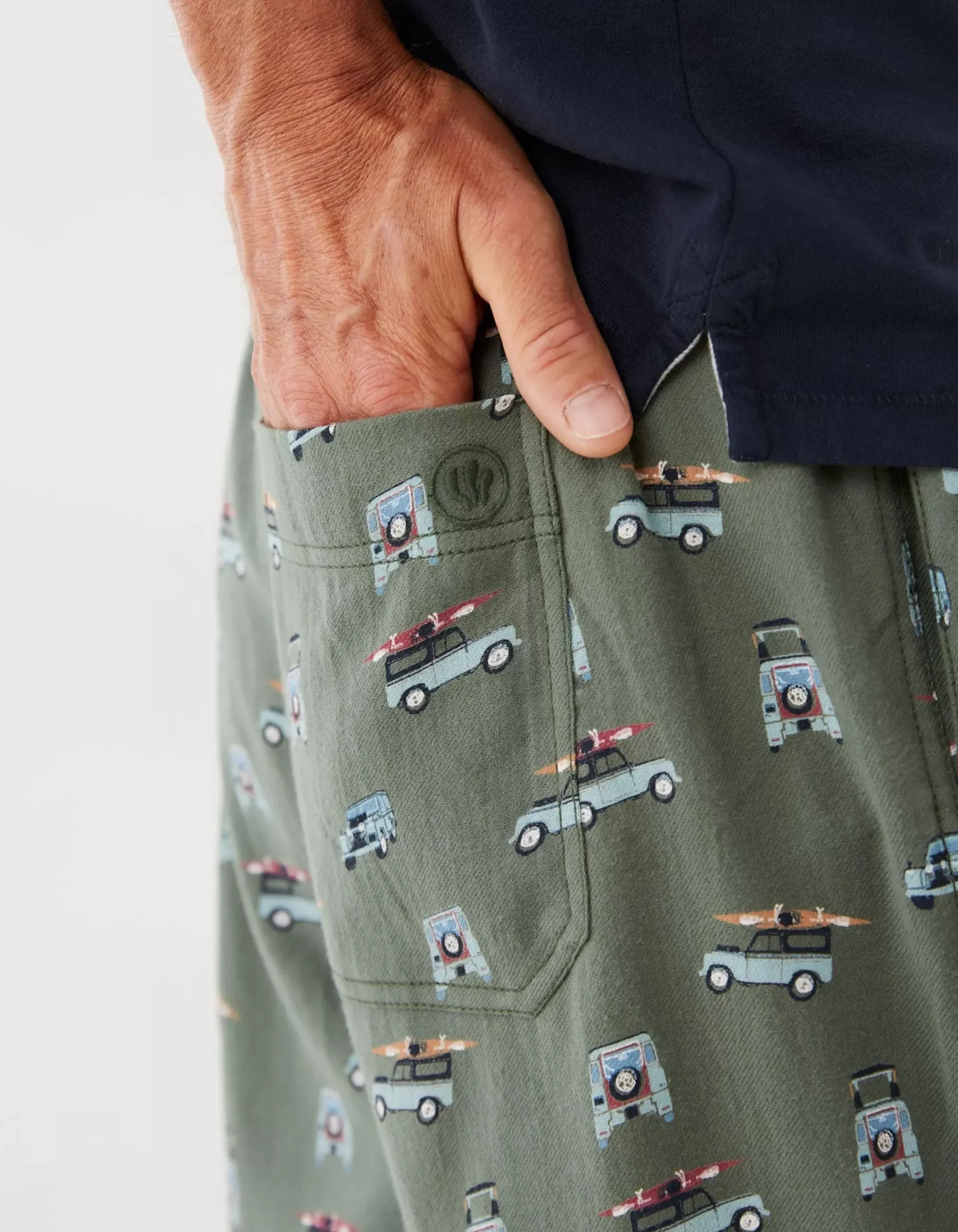FatFace Land Rover Pyjama Bottoms Khaki Green Sale